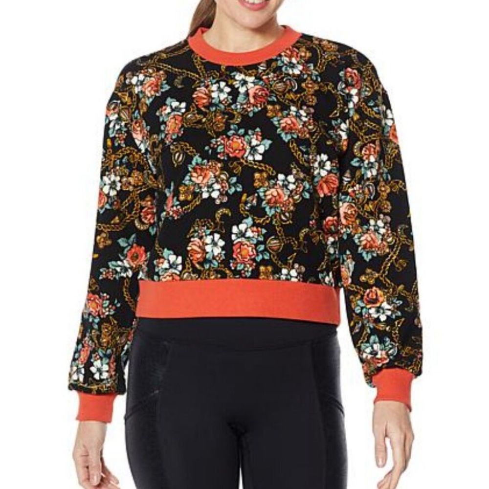 Brand New! Laila Ali Black With Floral Pattern Pullover Sweater